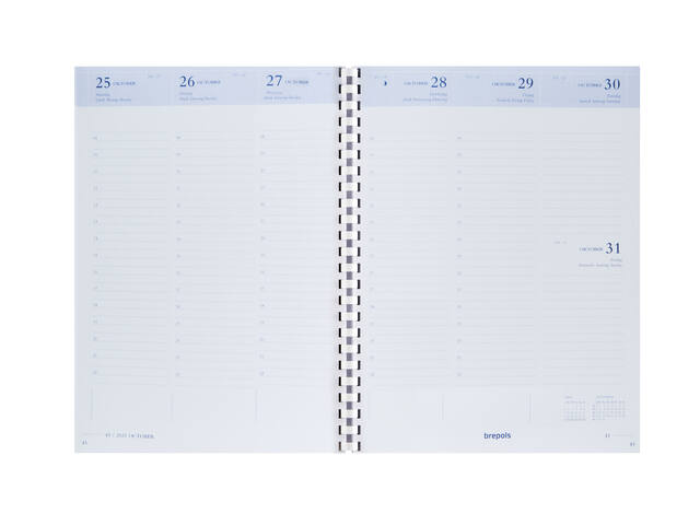 Agendavulling 2027 Brepols Timing 7dagen/2pagina's spiraal wit