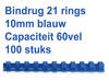 Bindrug GBC 10mm 21rings A4 blauw 100stuks
