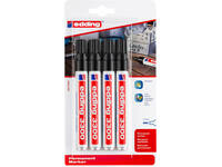 Viltstift edding 3300 schuin 1-5mm zwart blister à 4 stuks