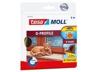 Tochtstrip tesamoll® D-profiel rubber 6mx9mm bruin