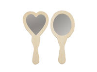 Handspiegel Creativ Company hart en ovaal 23-24cm hout 2 stuks