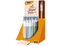 Balpen Bic 4kleuren wood medium assorti