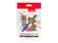 Viltstift Bruynzeel Super Point met witte wisstift assorti 12 stuks