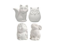 Dierenspaarpot Creativ terracotta 4st  uil vos haas en egel 9-10cm wit