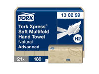 Handdoek Tork H2 Xpress Advanced multifold 2-laags 213x240mm 21x180 vel naturel 130299