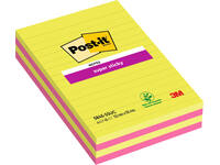 Memoblok 3M Post-it 584 127x203mm Super Sticky lijn assorti kleur 4 stuks