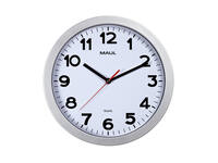 Wandklok MAUL Step Quartz Ø30x5cm kunststof zilver/wit stildraaiend