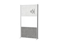 Scheidingswand MAUL akoestiek 100x180 licht- donkergrijs whiteb alum.frame op voet