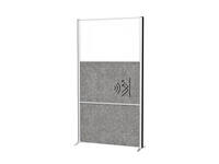 Scheidingswand MAUL akoestiek 100x180 2xdonker- 1xwhiteboard alum.frame op voet