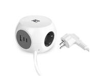 Stekkerblok ACT 3 voudig  inclusief 2x USB C/A 1.5 meter wit/grijs