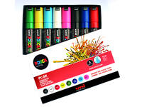 Paintmarker Uni POSCA PC8K breed schuin assorti set à 8 stuks