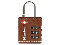 Hangslot Masterlock 3-cijfer combinatie TSA 30mm bruin leer
