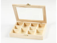 Doos Creativ Company 15.5x20.5x3.5cm hout met glazen deksel