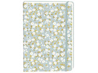 Notitieboek witte bloemen A5 lijn 92 pagina's softcover grijs