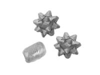Cadeaulint Polyband en 2 rozetten zilver glitter