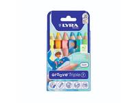 Kleurpotlood LYRA Groove Triple One extra dik set à 6 pastelkleuren