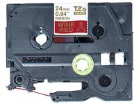 Labeltape Brother P-touch TZe-RW54 24mm goud op wijnrood