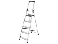 Huishoudtrap BRASQ 5 treden aluminium SLA500 zilver