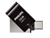 USB stick 3.1 Philips 2in1 USB-C USB-A 32GB zwart