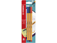 Fineliner STABILO point 88/3 fijn assorti blister à 3 stuks