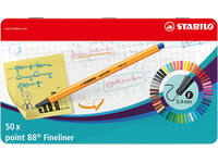 Fineliner STABILO point 88/50 fijn assorti blik à 50 stuks