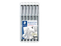 Fineliner Staedtler Pigment 308 zwart set 4+2 gratis