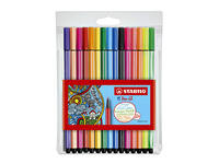 Viltstift STABILO Pen 68/15 medium assorti etui à 10+5 neon kleuren