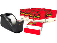 Plakband Scotch Crystal 600 19mmx33m transparant + gratis C60 plakbandhouder