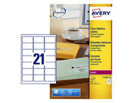 Etiket Avery L7560-25 63.5x38.1mm transparant 525 stuks
