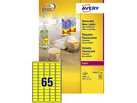Etiket Avery L7651Y-100 38.1x21.2mm neon geel 6500 stuks