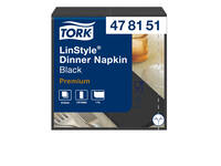 Dinerservet Tork Linstyle Premium 1/8 vouw 1-laags 390x390mm 50 vel zwart 478151