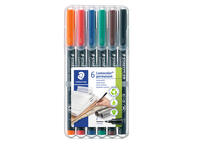 Viltstift Staedtler Lumocolor 318 permanent F set à 6 stuks assorti