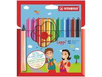 Viltstift STABILO Cappi 168/12 medium assorti etui à 12 stuks