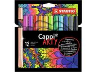 Viltstift STABILO Cappi 168/12 Arty medium assorti etui à 12 stuks