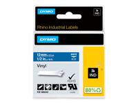 Labeltape Dymo Rhino industrieel vinyl 12mm wit op blauw