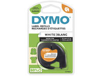 Labeltape Dymo LetraTag strijkbaar 12mm zwart op wit