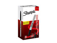 Viltstift Sharpie rond fijn zwart valuepack à 20 + 4 stuks gratis