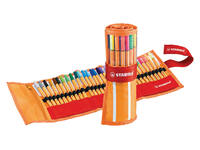 Fineliner STABILO point 88/30 rollerset oranje/rood fijn assorti 30st