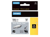 Labeltape Dymo Rhino industrieel krimpkous 6mm zwart op wit