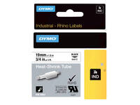 Labeltape Dymo Rhino industrieel krimpkous 19mm zwart op wit