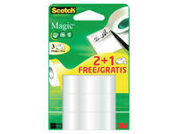 Plakband Scotch Magic 19mmx15m 2+1 gratis onzichtbaar 3 rollen