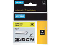 Labeltape Dymo Rhino industrieel vinyl 19mm zwart op geel