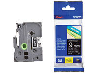 Labeltape Brother P-touch TZe-325 standaard 9mm wit op zwart