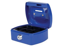 Geldkist Pavo met muntgleuf 125x95x60mm blauw