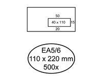 Envelop Hermes EA5/6 110x220mm venster 4x11rechts zelfklevend 500 stuks