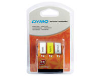 Labeltape Dymo LetraTag 12mm assorti 3 stuks