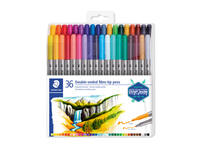 Kleurstift Staedtler 3200 dubbele punt fijn en ultrafijn assorti 36st