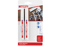 Paintmarker edding 750 op oliebasis 2-4mm wit blister à 2 stuks