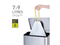 Afvalzak EKO MDPE type B met trekband 40x45cm 7-9L wit rol à 25 stuks
