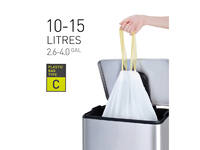 Afvalzak EKO MDPE type C met trekband 45x50cm 10-15L wit rol à 20 stuks
